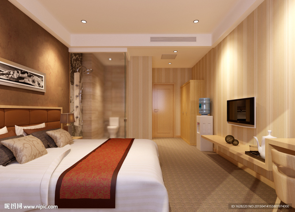 宾馆酒店大床房效果图