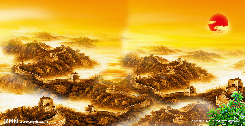 大型壁画万里长城图片