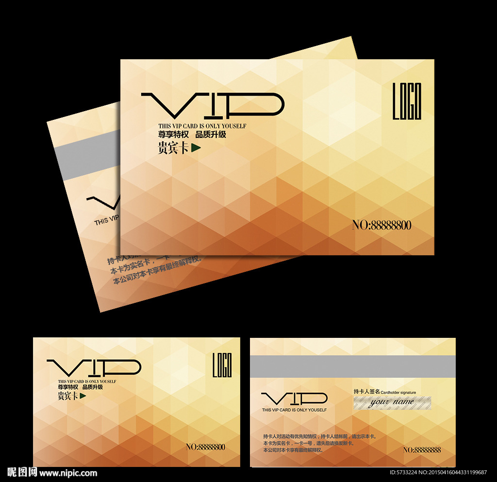 金色现代简约创意VIP贵宾卡