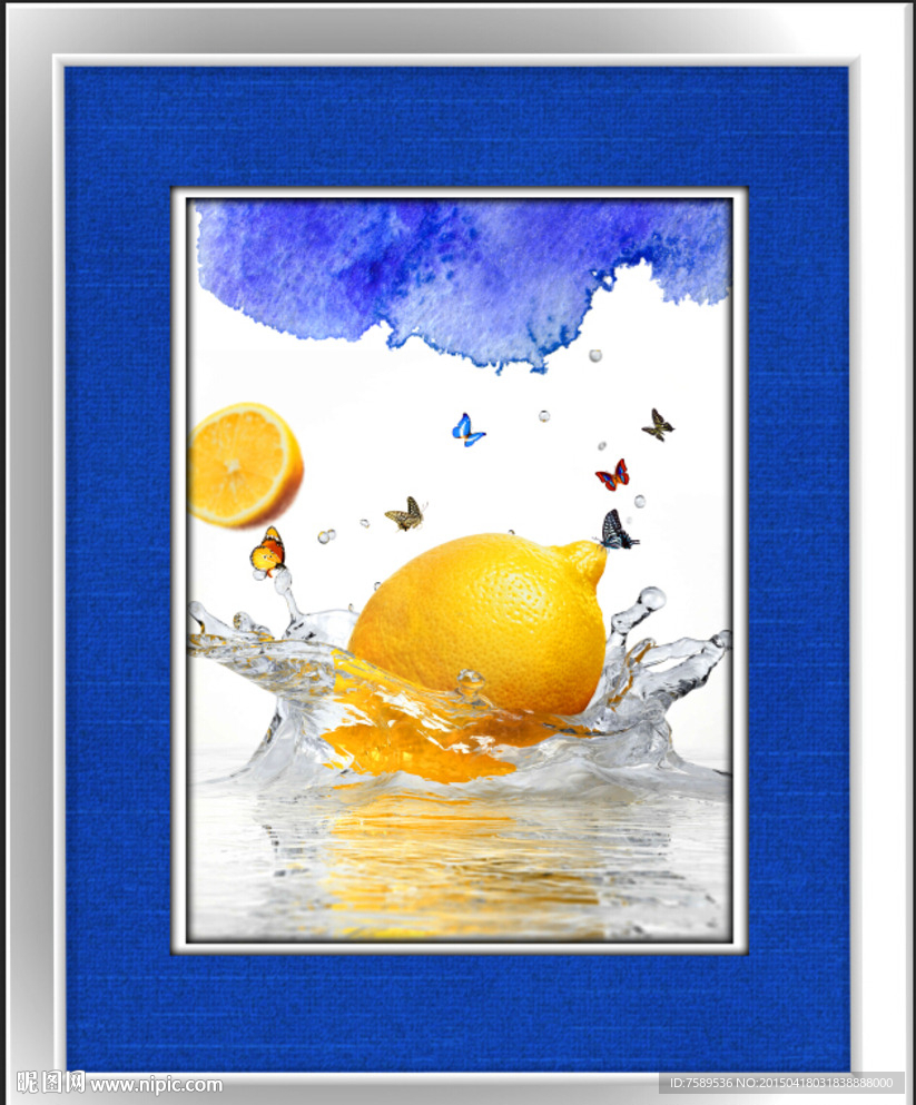 新鲜柠檬水果装饰画