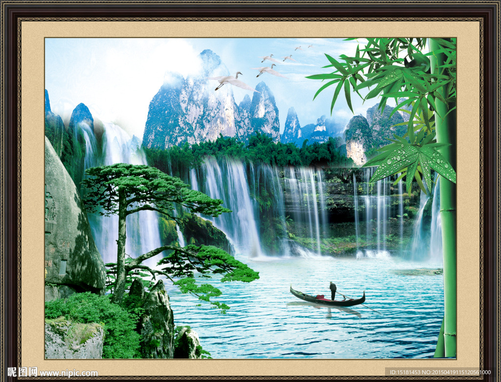 山水迎客松风景