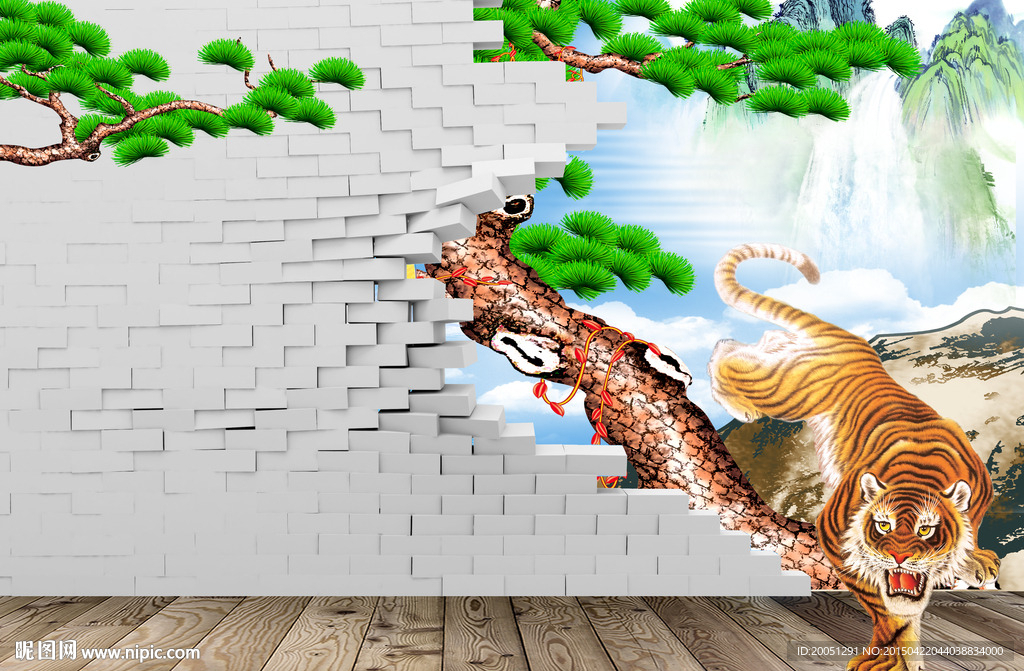 3d壁画 老虎图