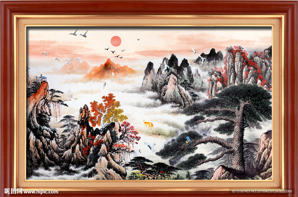 国画迎客松