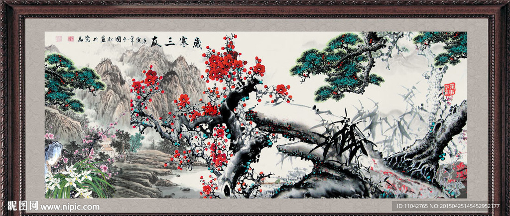 国画梅花 松鹤图