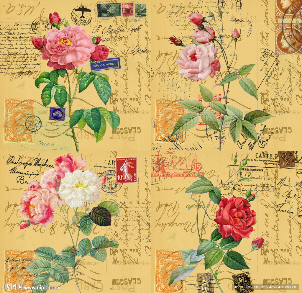 玫瑰花 复古 装饰画 复古