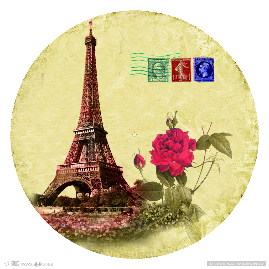 法国 复古 玫瑰花  分层