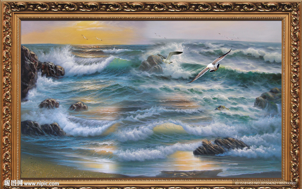 油画风景 惊涛拍岸