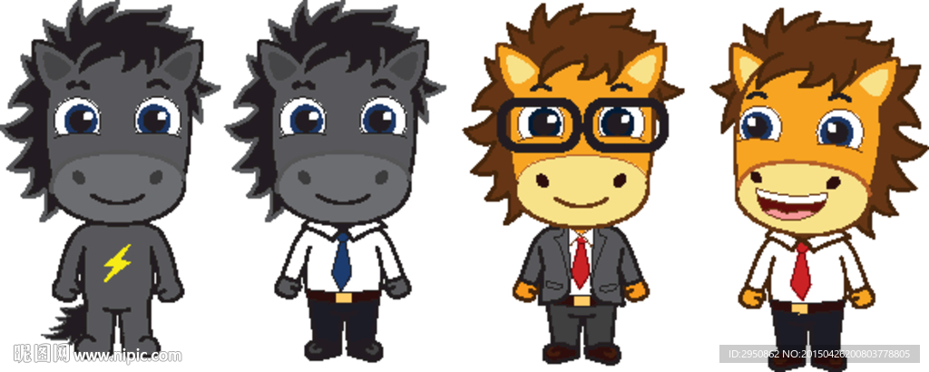 卡通职场马儿卡通矢量图