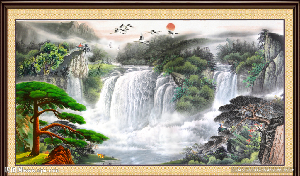 国画山水 迎客松
