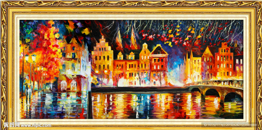 油画风景 水彩城市油画