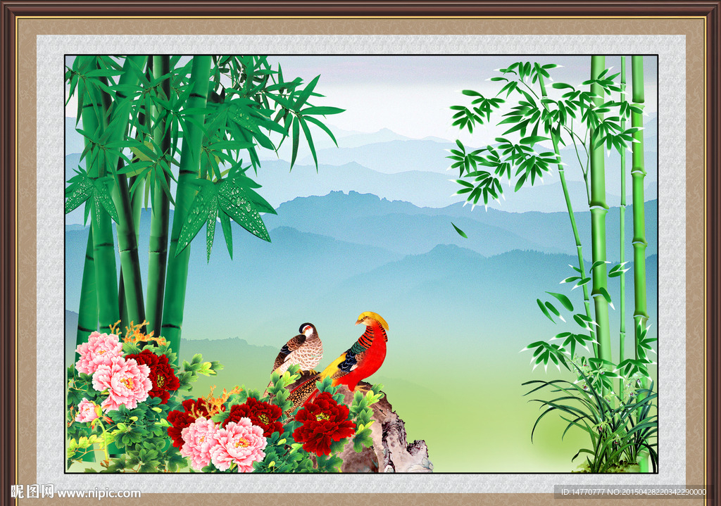 竹报平安 花鸟图