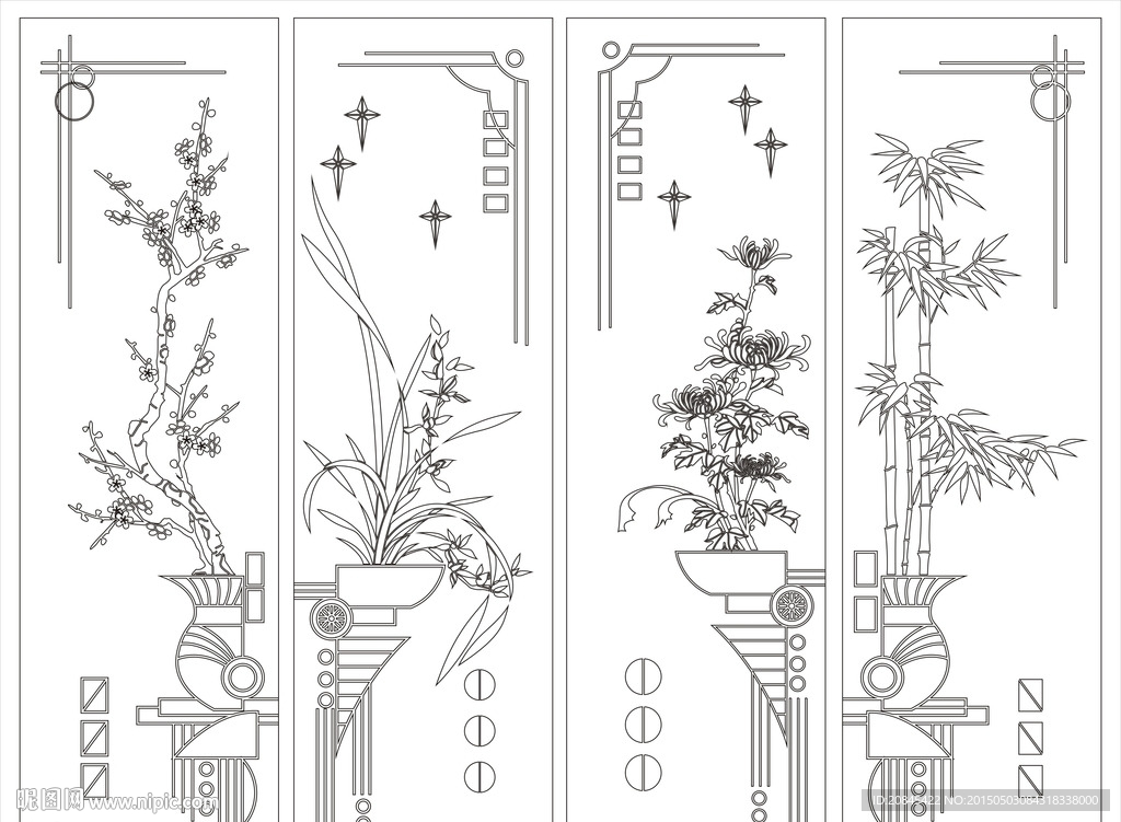 梅兰菊竹 梅兰竹菊 门图