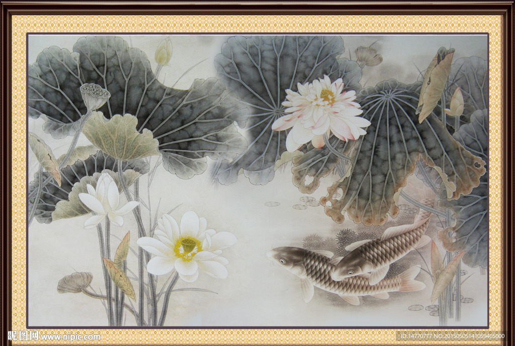 水墨荷花装饰画