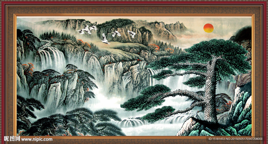 国画迎客松