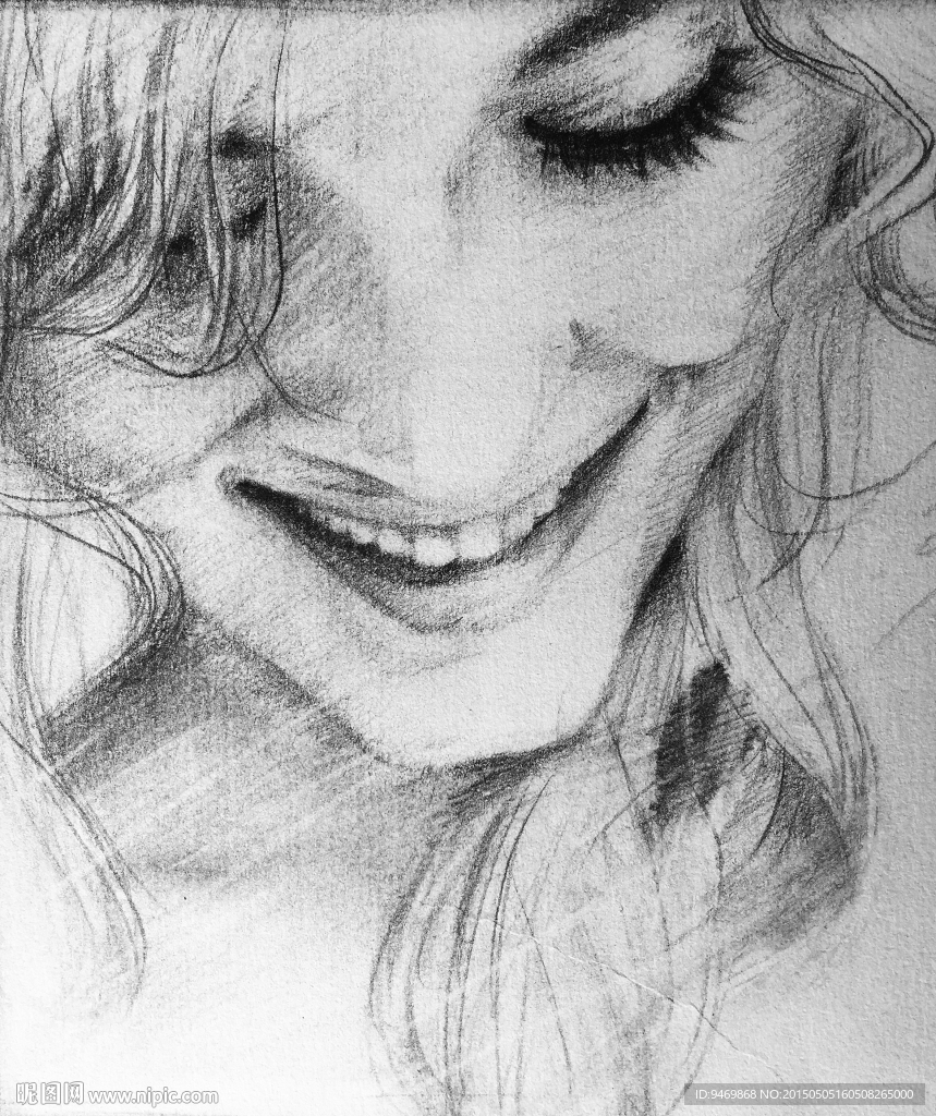 手绘欧洲美女 肖像画