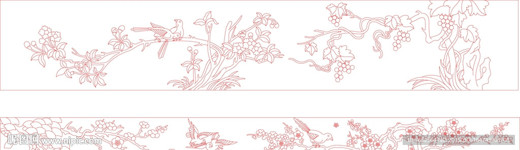花鸟线描图
