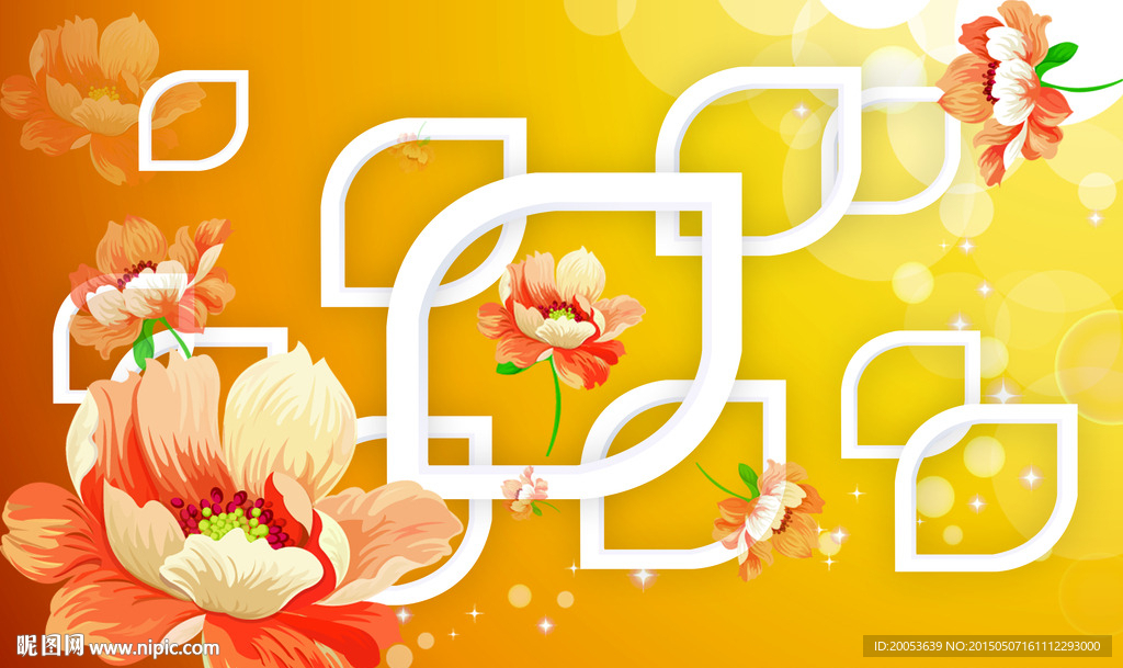 牡丹电视背景墙