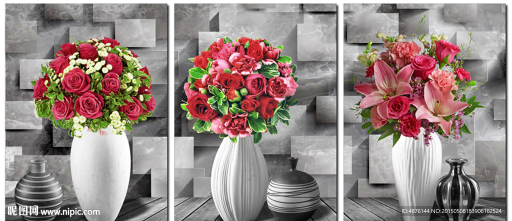 浮雕花瓶无框画