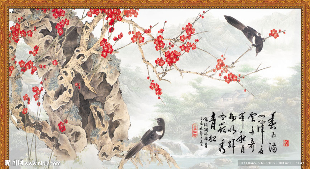 喜鹊迎梅
