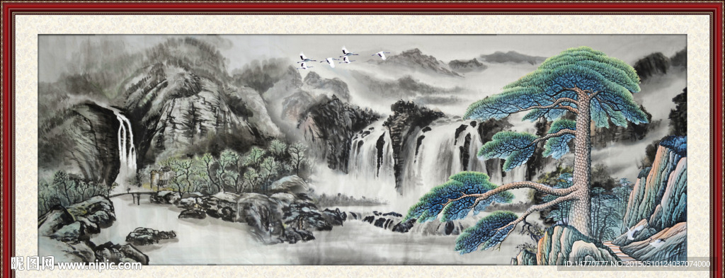 国画迎客松