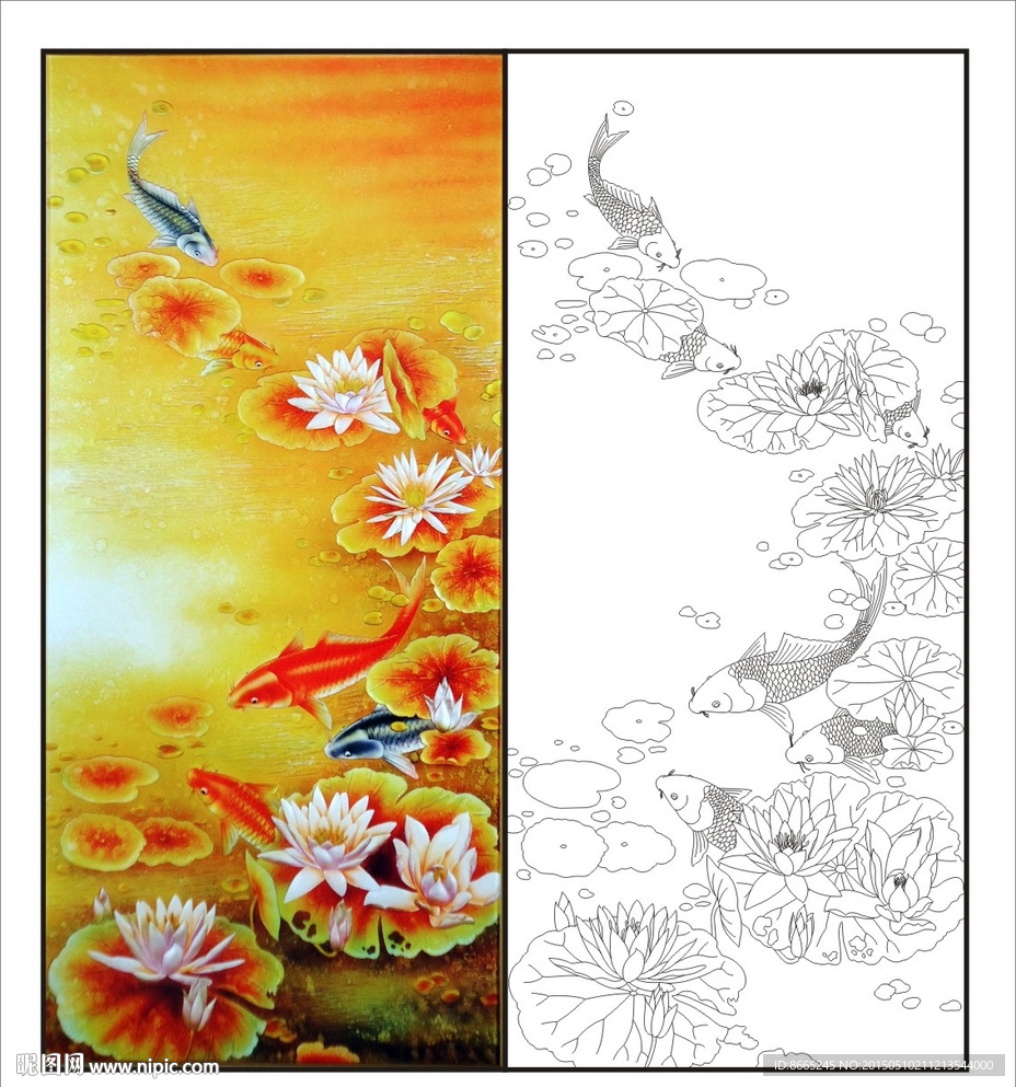 莲花游鱼图