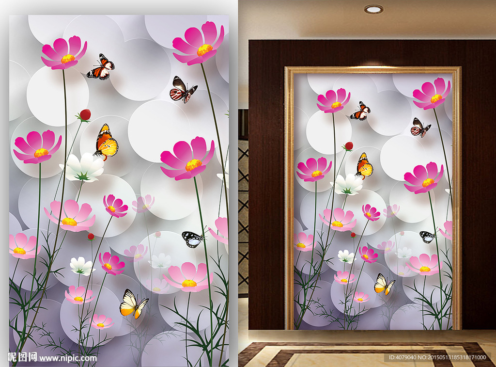 3D立体玄关过道背景墙