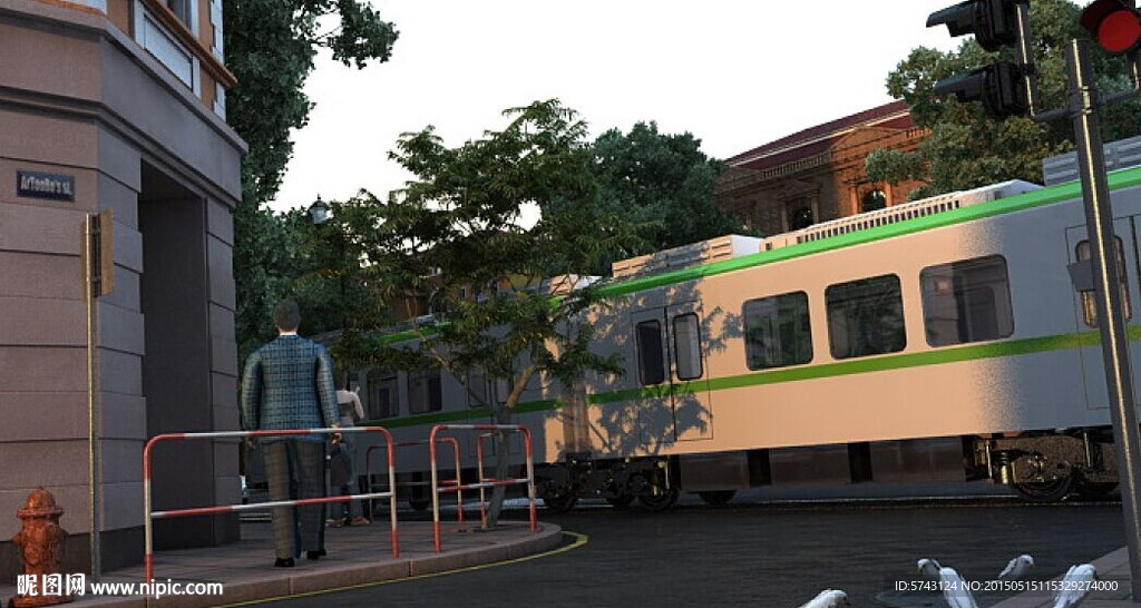 3dmax火车过街模型