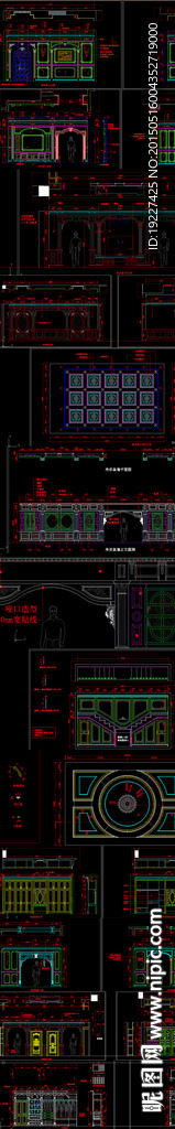 全套高端展厅家装护墙cad