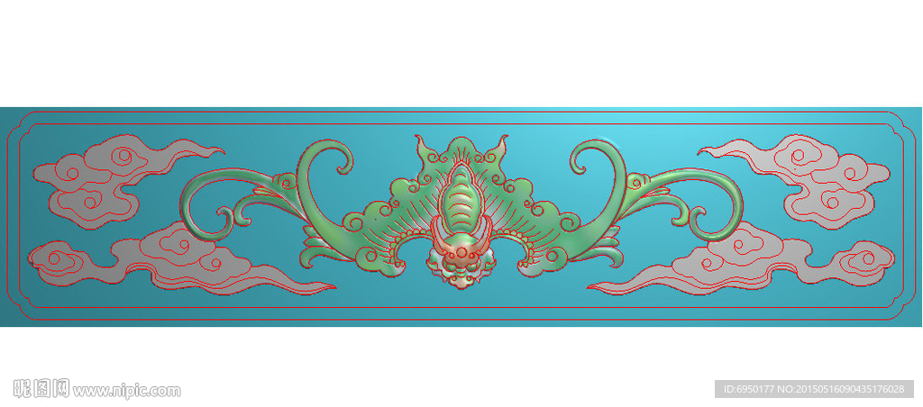 蝙蝠祥云靠背精雕图灰度图浮雕图