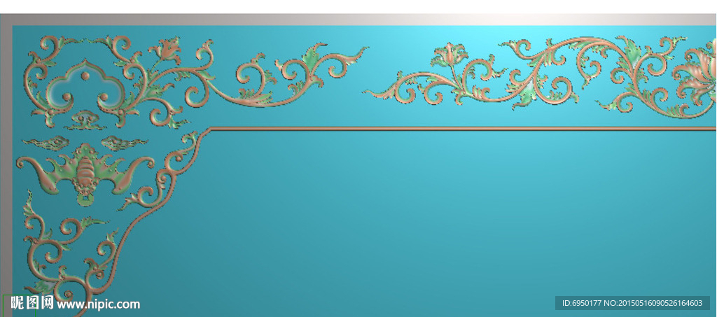 蝙蝠洋花牙板精雕图灰度图浮雕图