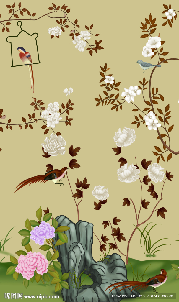 玄关花鸟画