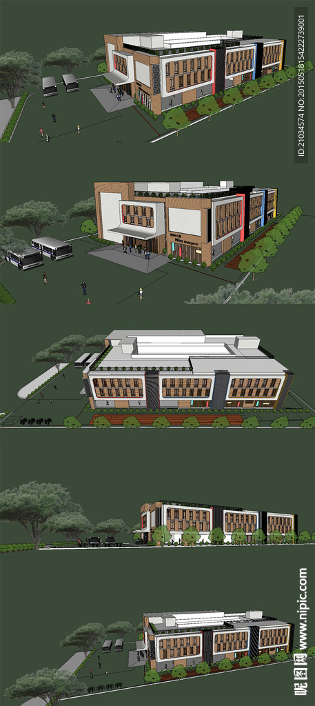 两层式幼儿园建筑设计SU模型