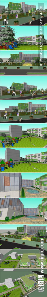 私立幼儿园建筑设计SU模型