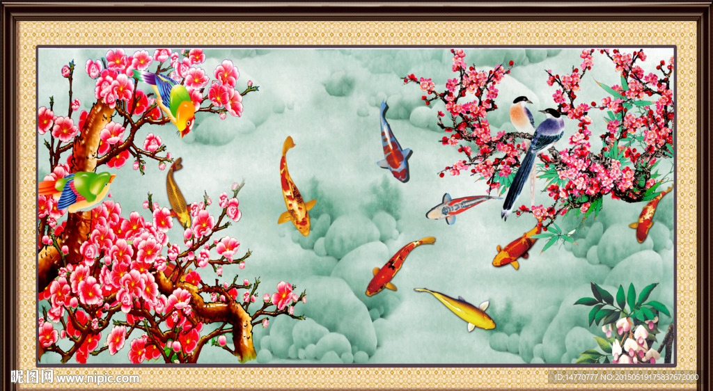 梅花鲤鱼图