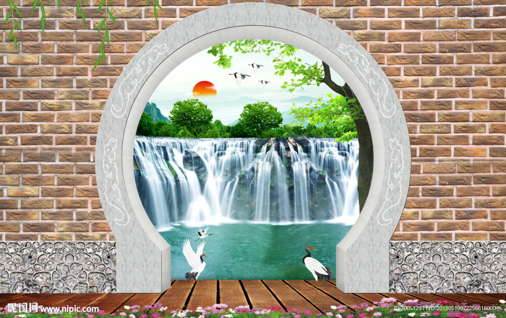 3d山水背景墙