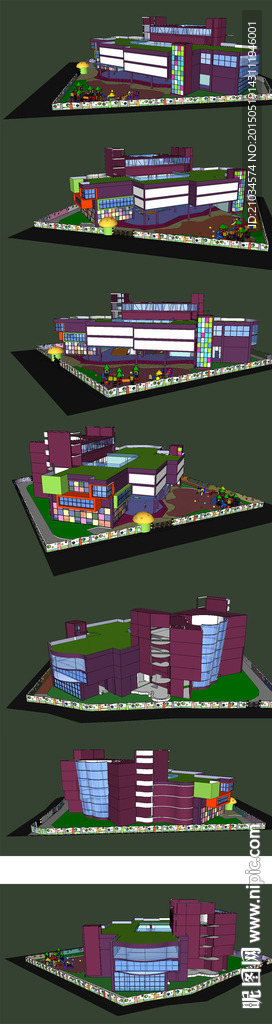 魔法城堡幼儿园建筑设计SU模型