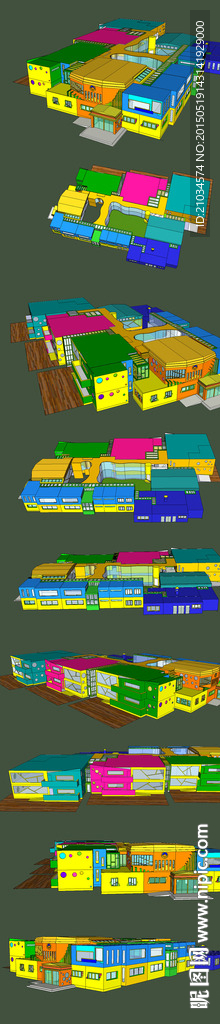 七色花幼儿园建筑设计SU模型