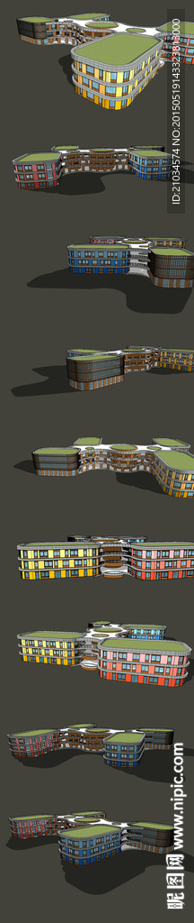 圆形幼儿园建筑设计SU模型