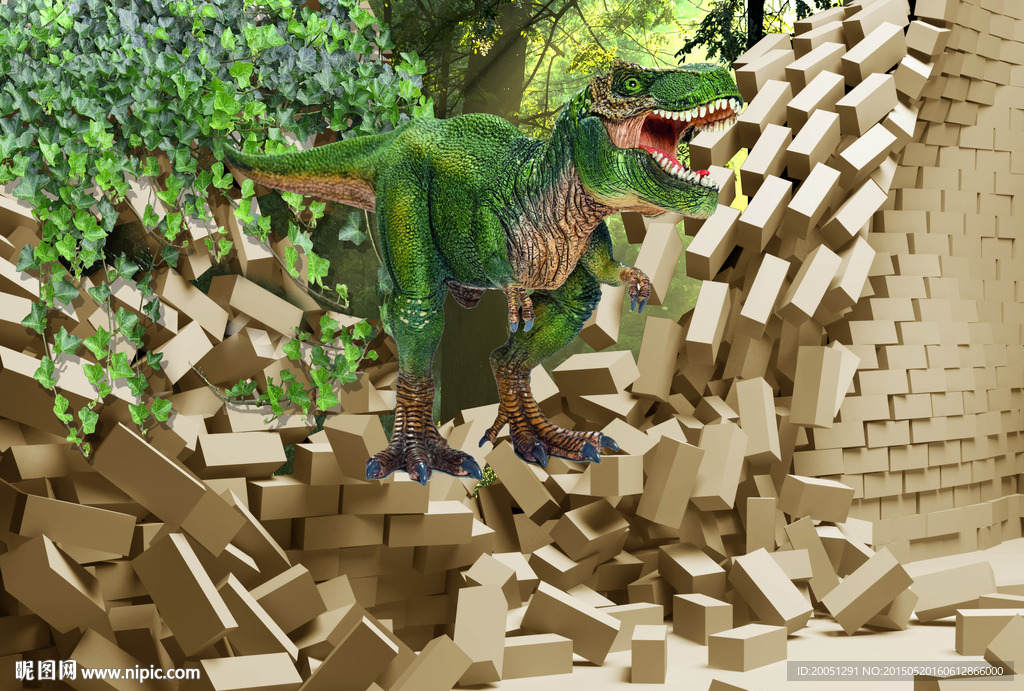 3d背景墙 恐龙