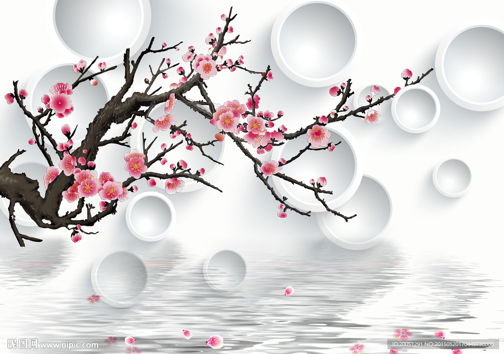 3d背景墙 梅花