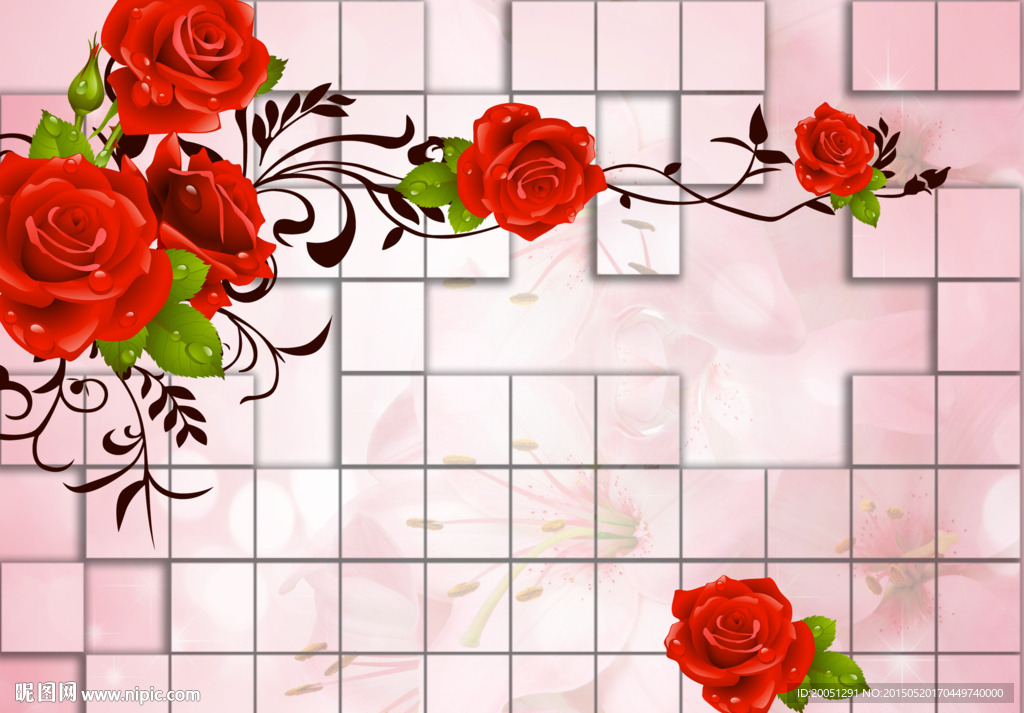 时尚背景墙 玫瑰花