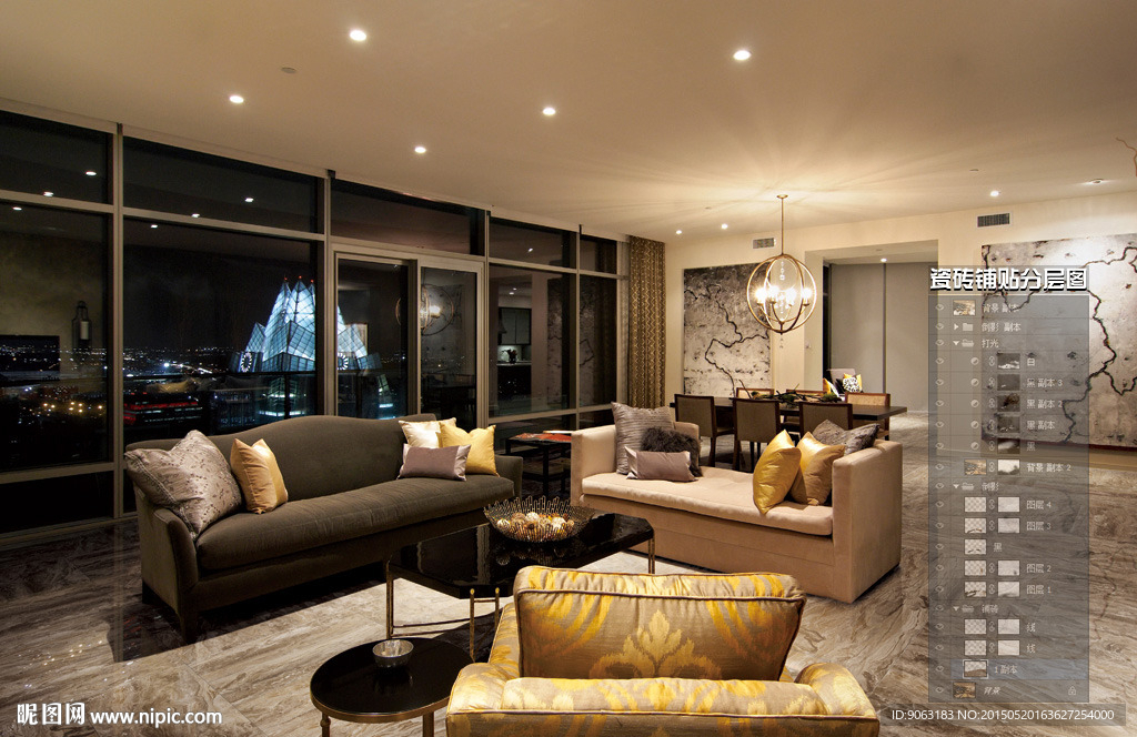 客厅瓷砖铺贴分层