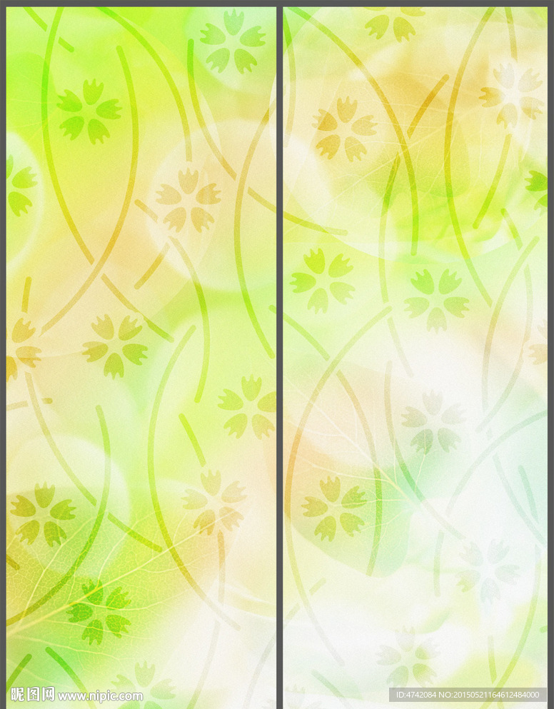 清新田园花纹移门PSD