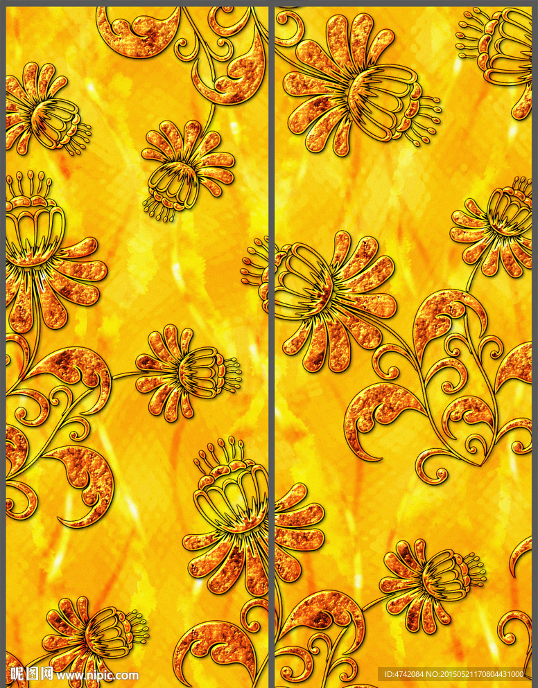 温馨浪漫花纹移门PSD