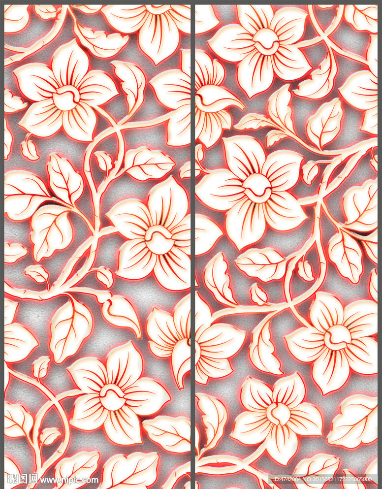 温馨立体花纹移门PSD