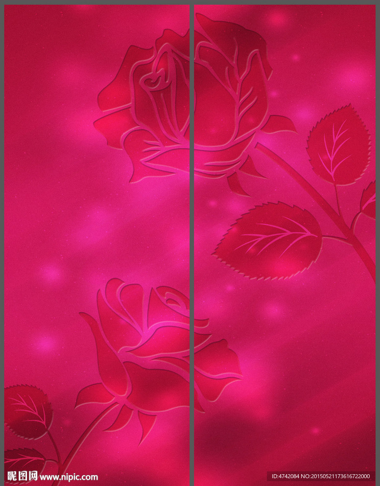 温馨浪漫花纹移门PSD