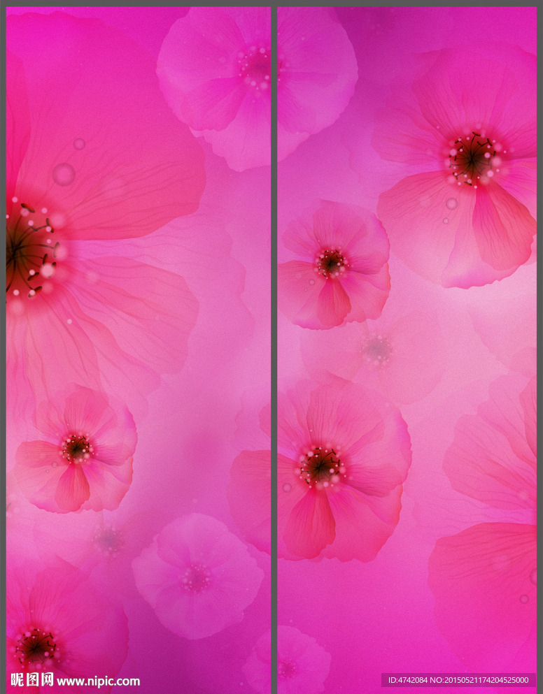 浪漫温馨花纹移门PSD