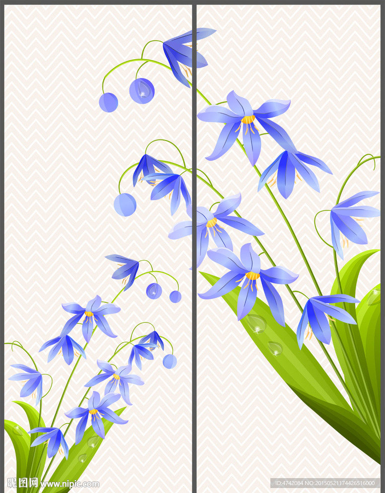 清新简约花纹移门PSD