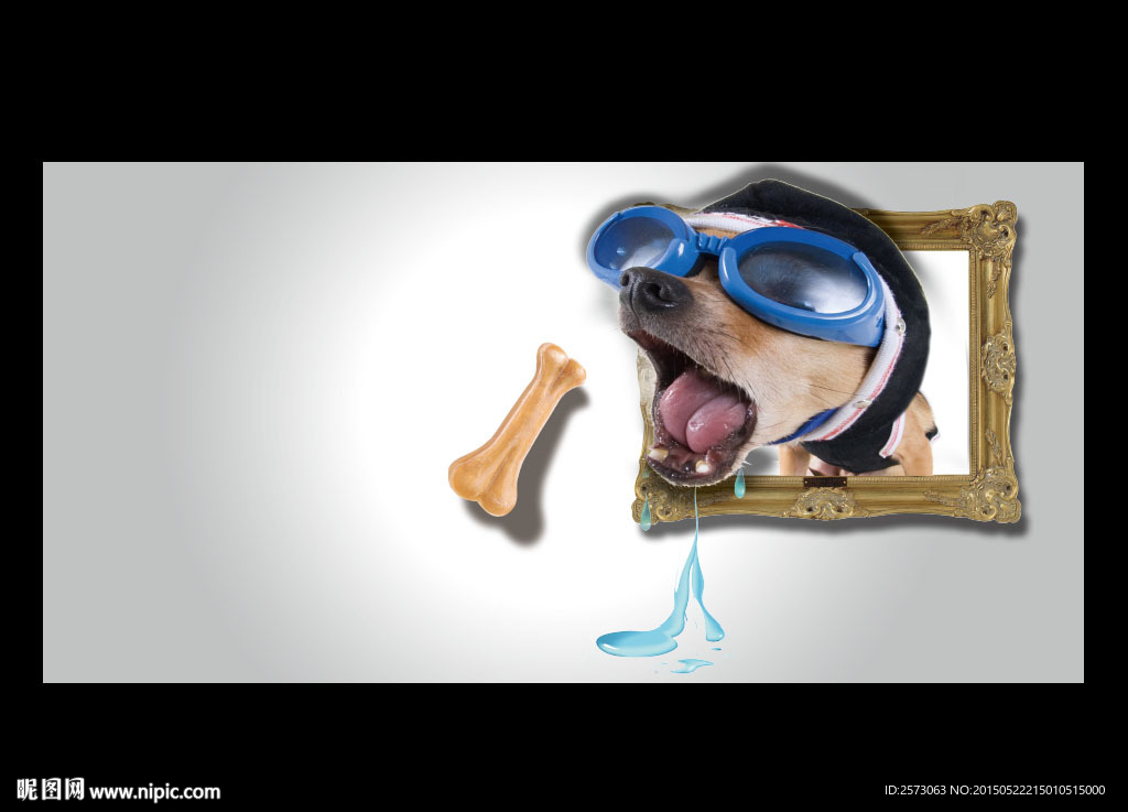 3D立体画小狗吃骨头