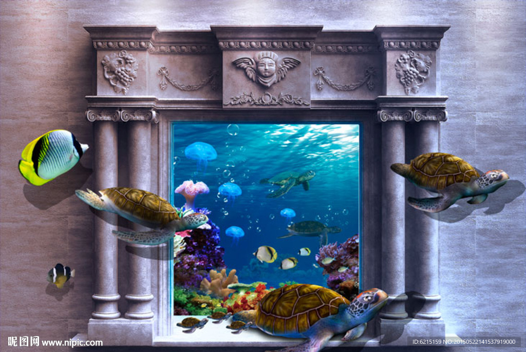 3D海龟立体背景画